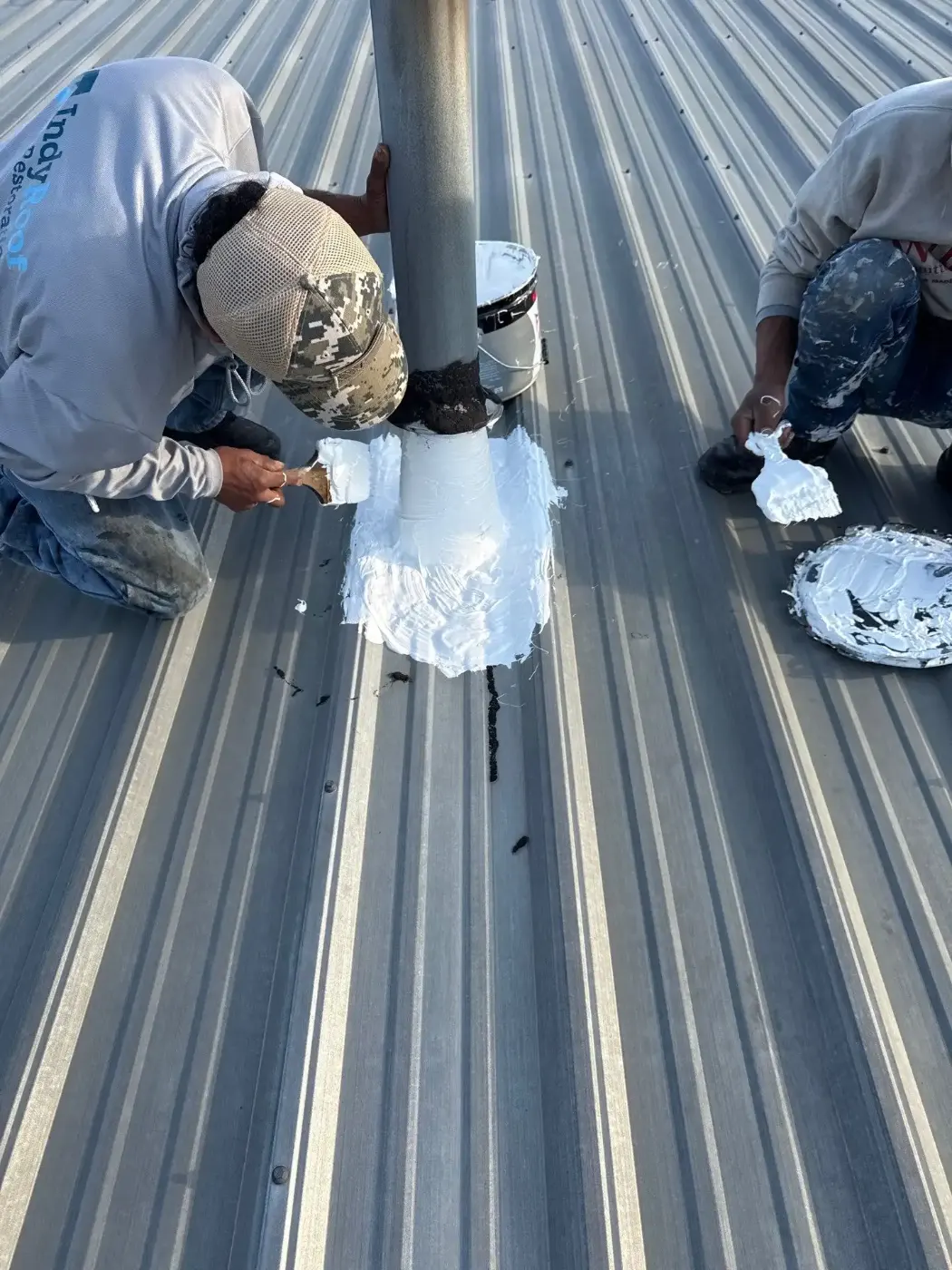 Tarping and dry-in on a Westville commercial roof